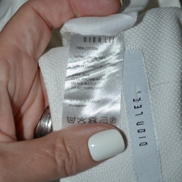 Sz 4 Dion Lee White Textured Cotton Long Sleeve Blouse - Picture 7 of 7